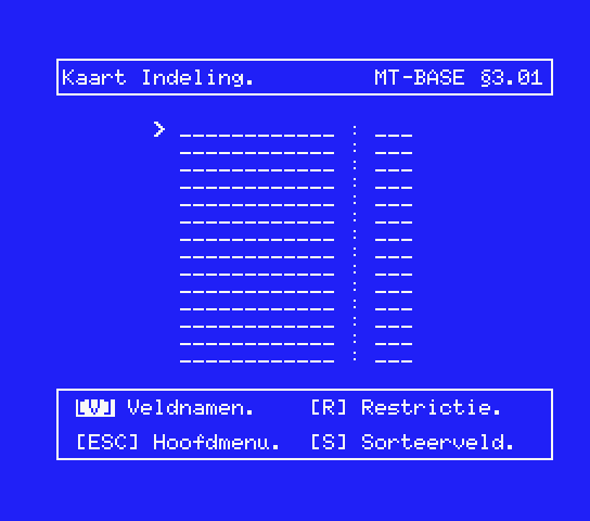 Screen 2 of the original Dutch version of MT-Base