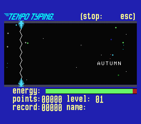 Game of the new English version of Tempo Typing